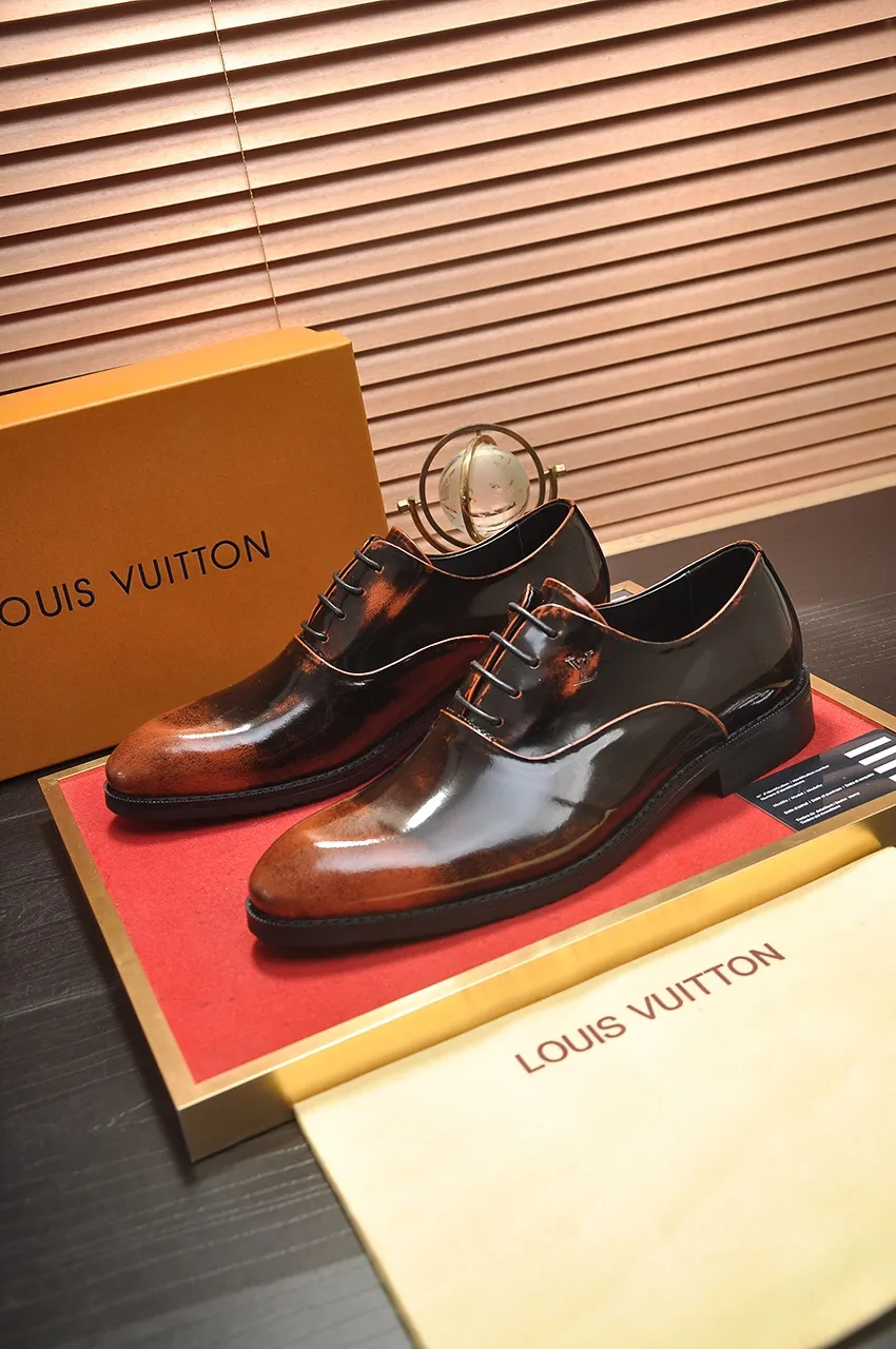 Men's shoes💰460💶【LOUIS VUITTON】(sheepskin lining) new cowhide LV formal shoes🎩🎩❗️🆘made one to one at the counter🎩original quality, imported cowhide upper➕full sheepskin lining➕original rubber outsole, {high quality visible}👣Size: 38-45 (45 custom-made)